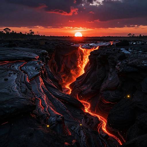 Cyberpunk Molten Ravine at Dawn