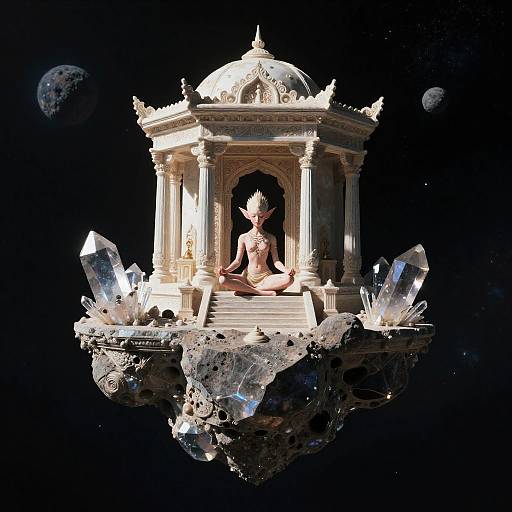 Pixie Meditating in Space Temple
