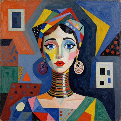 Whimsical Dadaism Portrait with Geometric Chaos