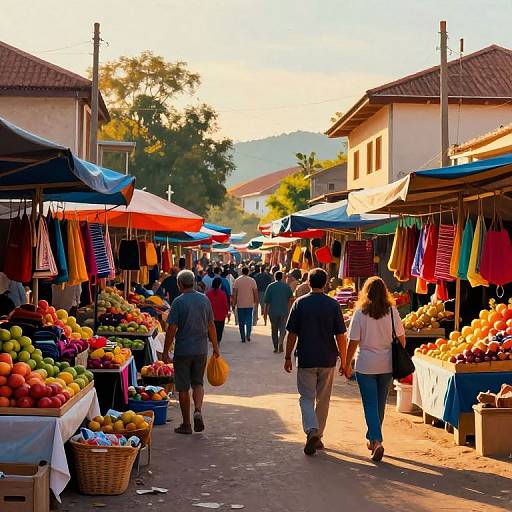 Vibrant Small Town Market Scene