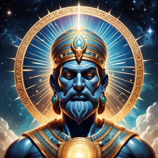 Mythical Blue God with Golden Halo
