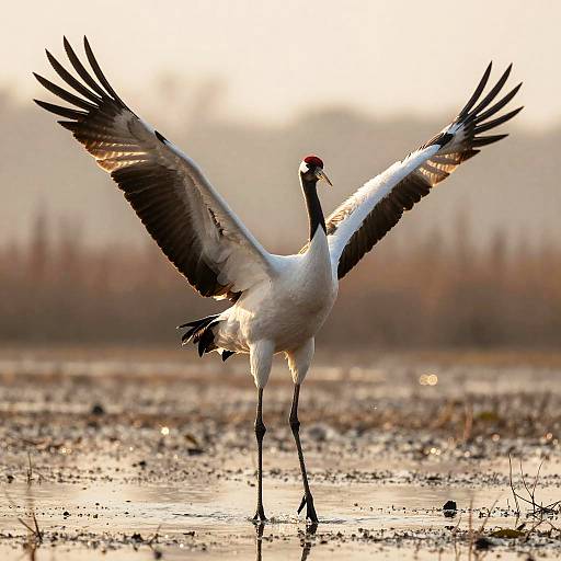 Majestic Whooping Crane at Sunrise