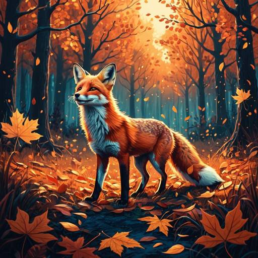 Red Fox in Autumn Forest Clearing