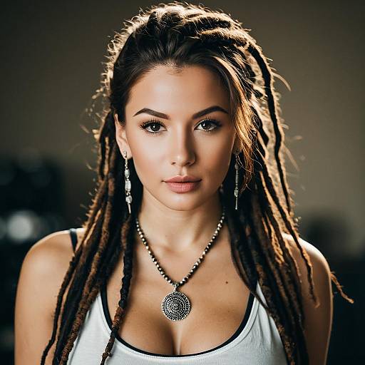Realistic Portrait of Woman with Dreadlocks