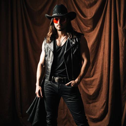 Modern Biker Man in Cowboy Hat