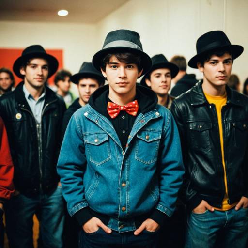 Group of Young Men in Hats at Costume Party