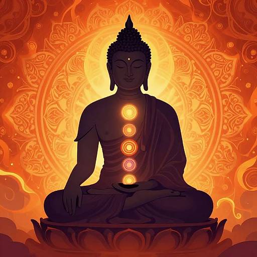 Meditating Buddha with Chakra Mandala
