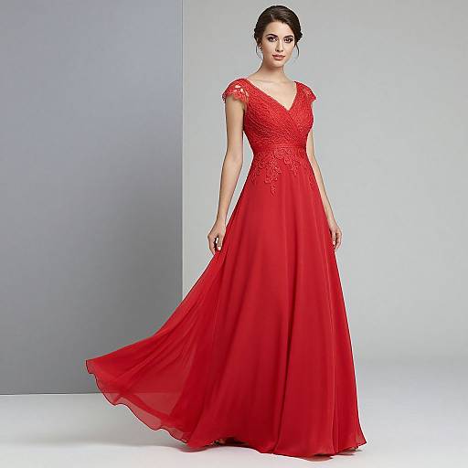 Elegant Red Lace Bridesmaid Dress