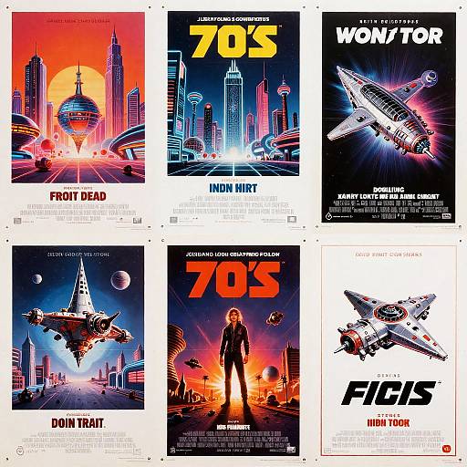 70s Sci-Fi Neon Retro Posters