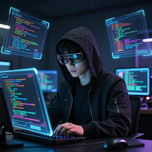 Ele11ven Cyber Hacker in Dark Room