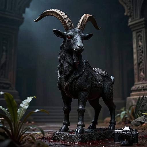 Sinister Baphomet Goat Statue Photo