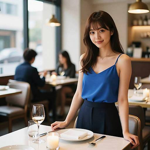 Candlelit Window Portrait of Japanese Girl