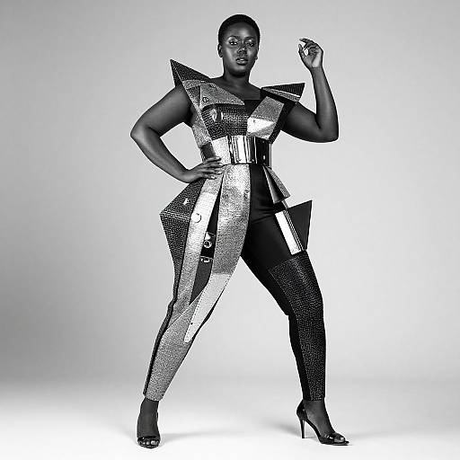 Avant-Garde Couture on Black Model