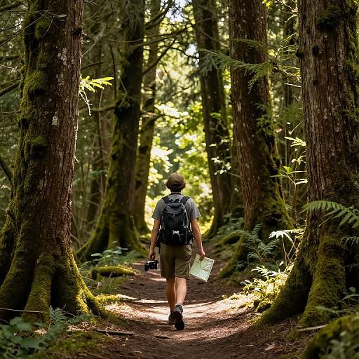 Explorer in Ancient Mossy Forest
