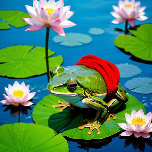 Playful Orange Frog on Lily Pad Playful Orange Frog on Lily Pad