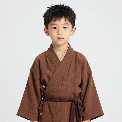 Asian Boy in Brown Robe
