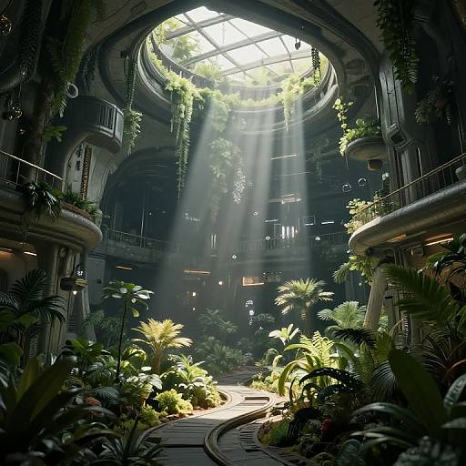 Futuristic Underground City with Sunlight