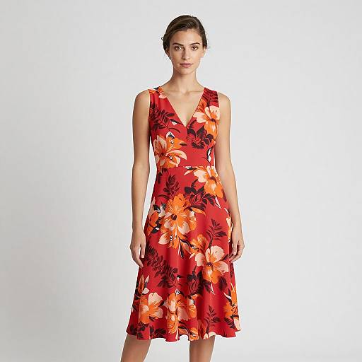 Elegant Young Woman in Floral Rumba Dress