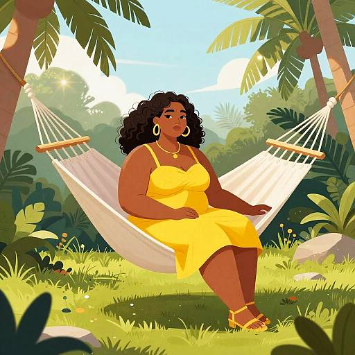 Curvy Woman in Tropical Hammock