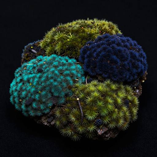 Bioluminescent Moss-Covered Stones