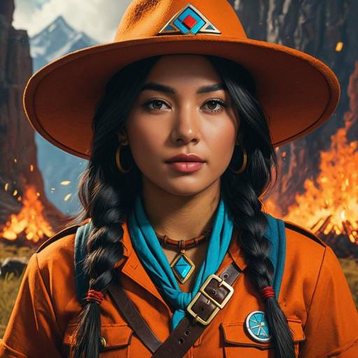 Indigenous Female Scout in Burnt Orange Uniform