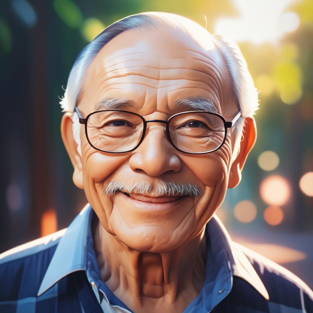 Joyful Elderly Man Portrait in Fine Art Style