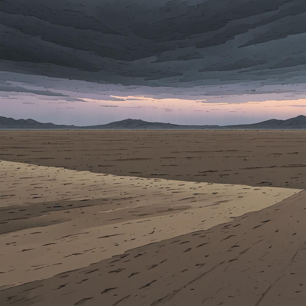 Overcast Sandy Expanse at Dusk