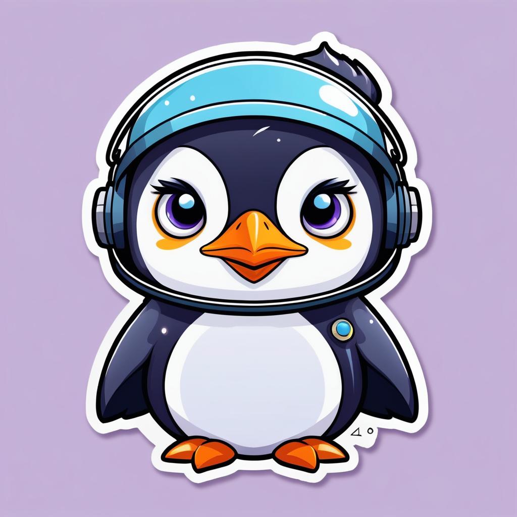 Adorable Androgynous Space Penguin Sticker