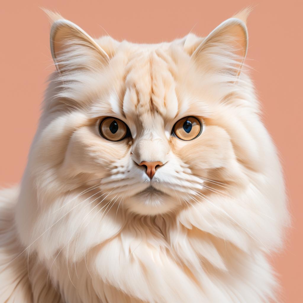 Lifelike Persian Cat Portrait on Peach