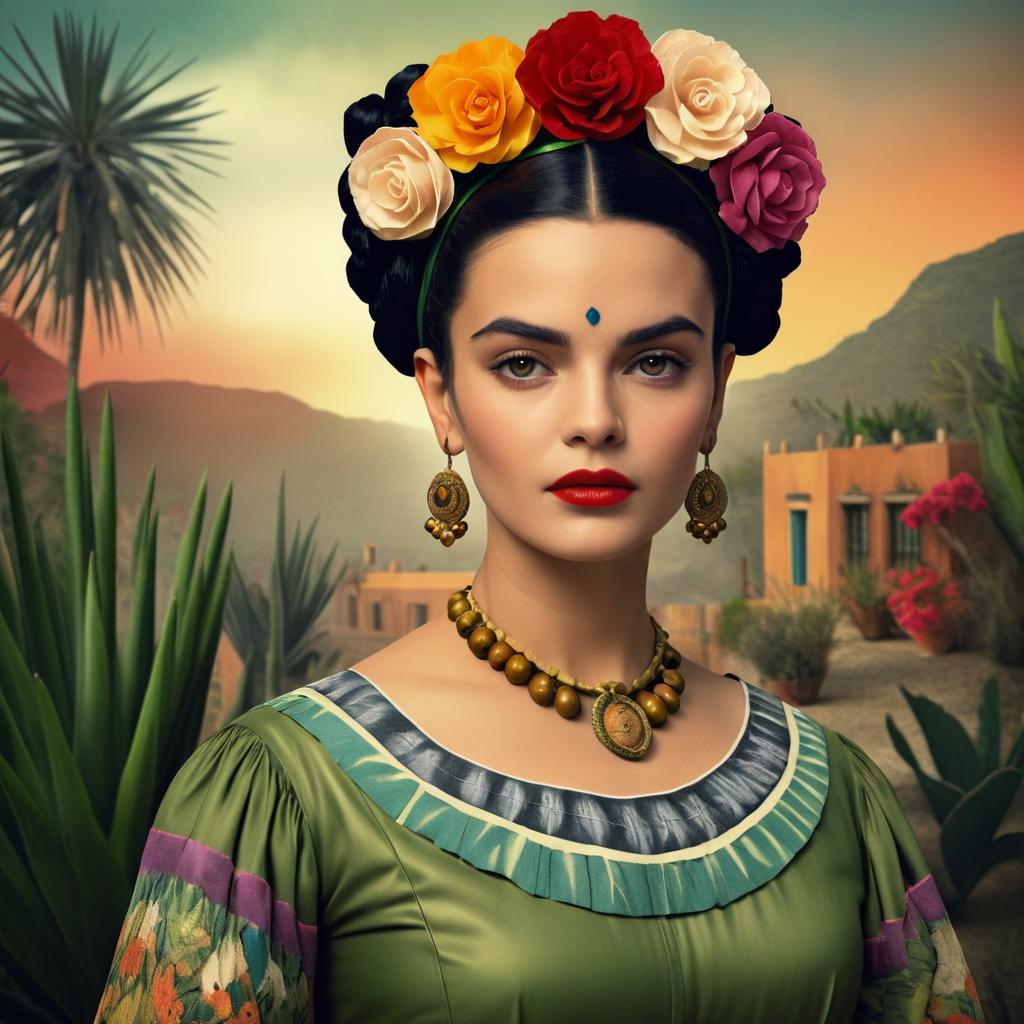 Frida Kahlo Inspired Portrait in Matte Style