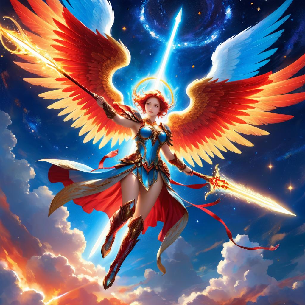 Celestial Angel with Fiery Wings Art