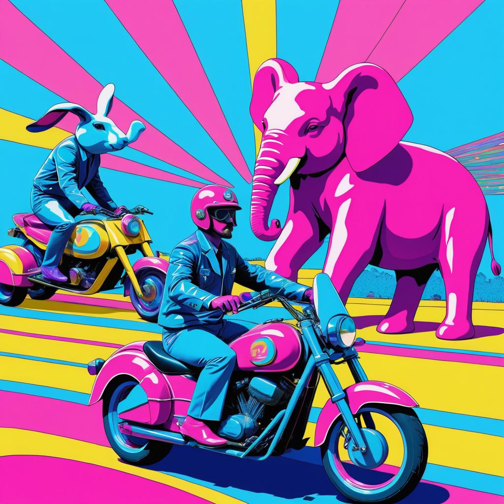 Psychedelic Rabbit and Elephant Adventure