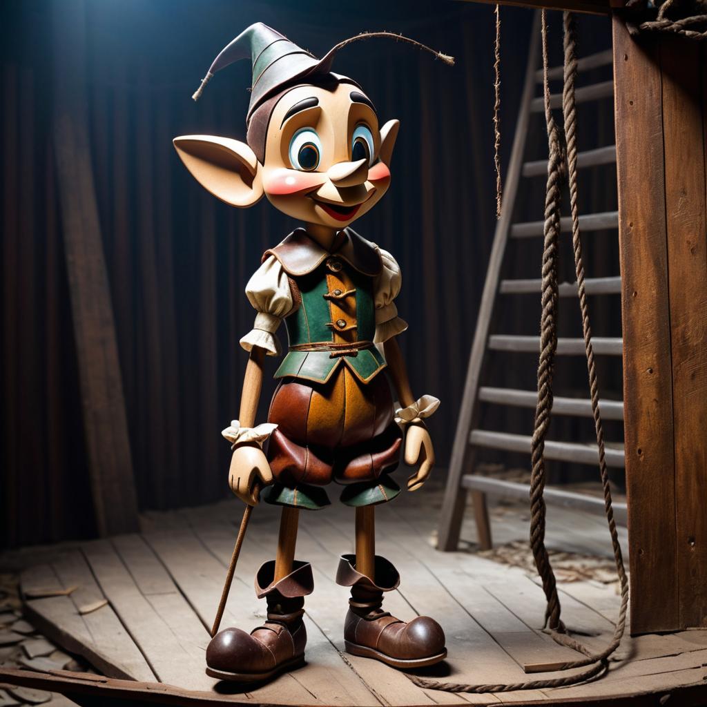 Dark Twisted Pinocchio in Abandoned Theatre