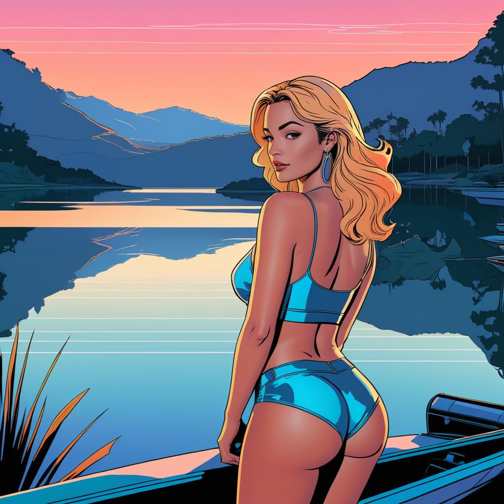 Comic Style Artwork of a Serene Lake