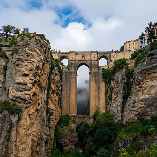 Majestic Stone Arch Bridge Over Chasm