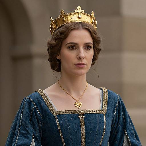 Medieval Noblewoman in Blue Dress