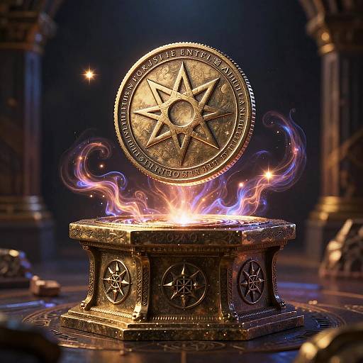 Illuminati Coin on Mystical Altar