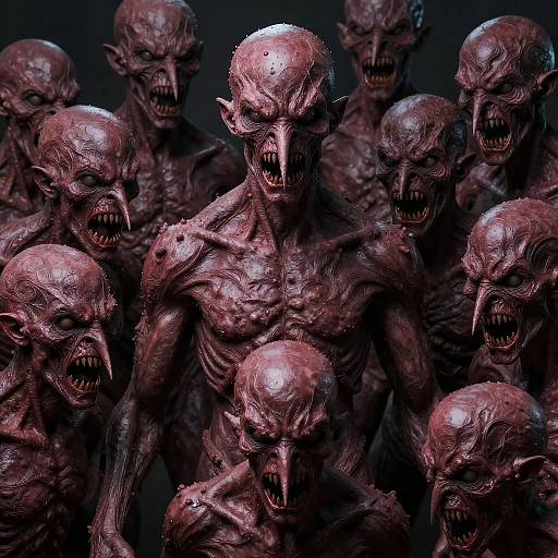 Surreal Maroon Humanoid Horror