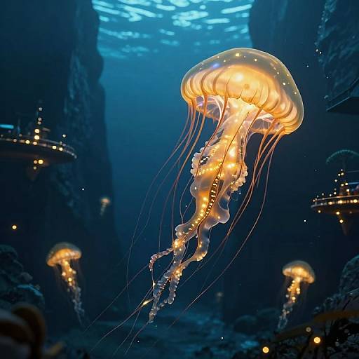 Bioluminescent Mechanical Jellyfish in Deep Sea