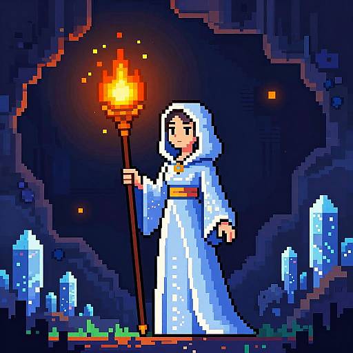 Mystical Sorceress in Crystal Cave