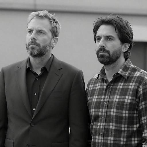 Monochrome Portrait: Two Men Looking Up