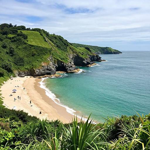 Serene Coastal Beach and Cliffs Vista