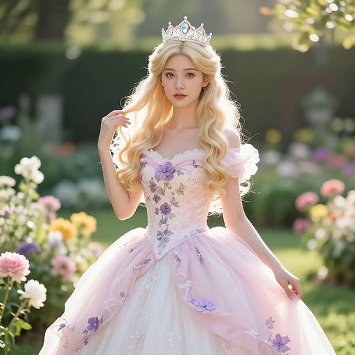 Blonde Princess in Sunlit Garden