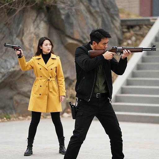 Intense Gunfight on Rocky Cliffside