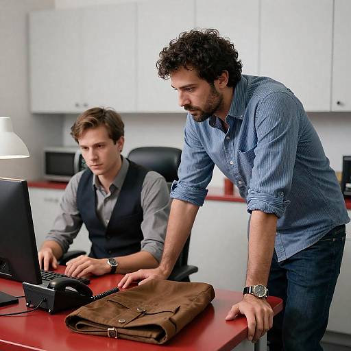 Office Photograph of Two Engaged Professionals