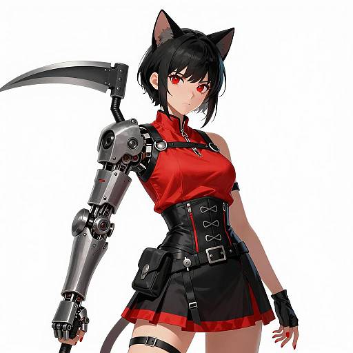 Futuristic Female Character with Cat Ears