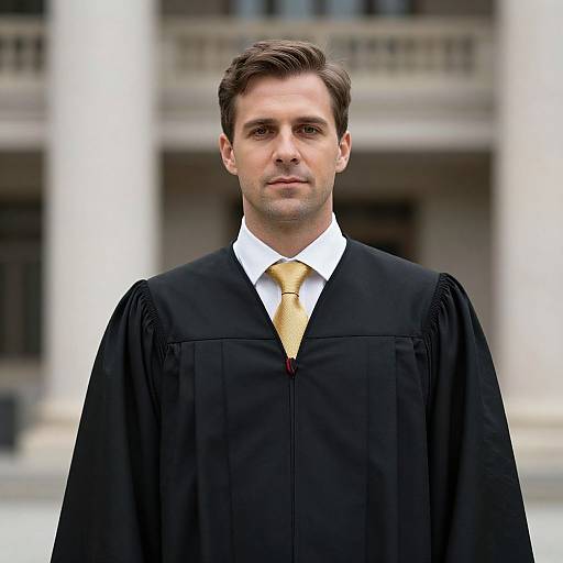 Man in Black Robe with Gold Tie