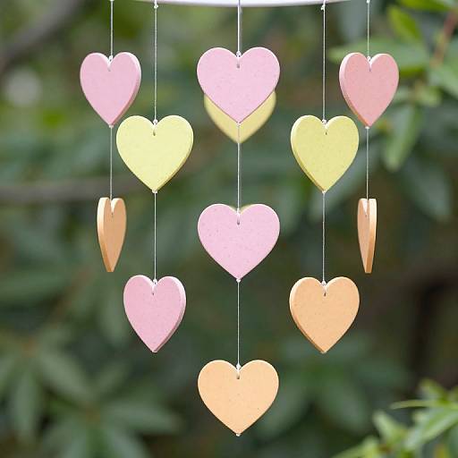 Pastel Heart-Shaped Wind Chimes