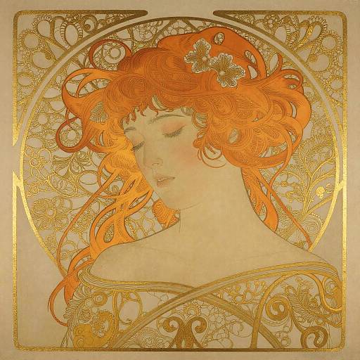 Art Nouveau Girl with Orange Hair