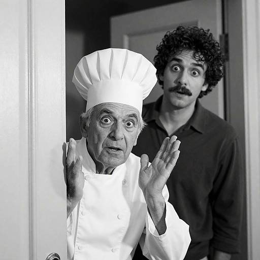 Surprised Chefs Behind a Door